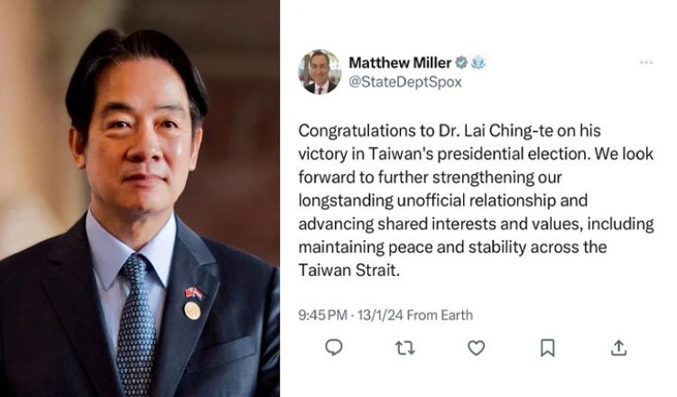 তাইওয়ানের নতুন প্রেসিডেন্টকে যুক্তরাষ্ট্রের অভিনন্দন